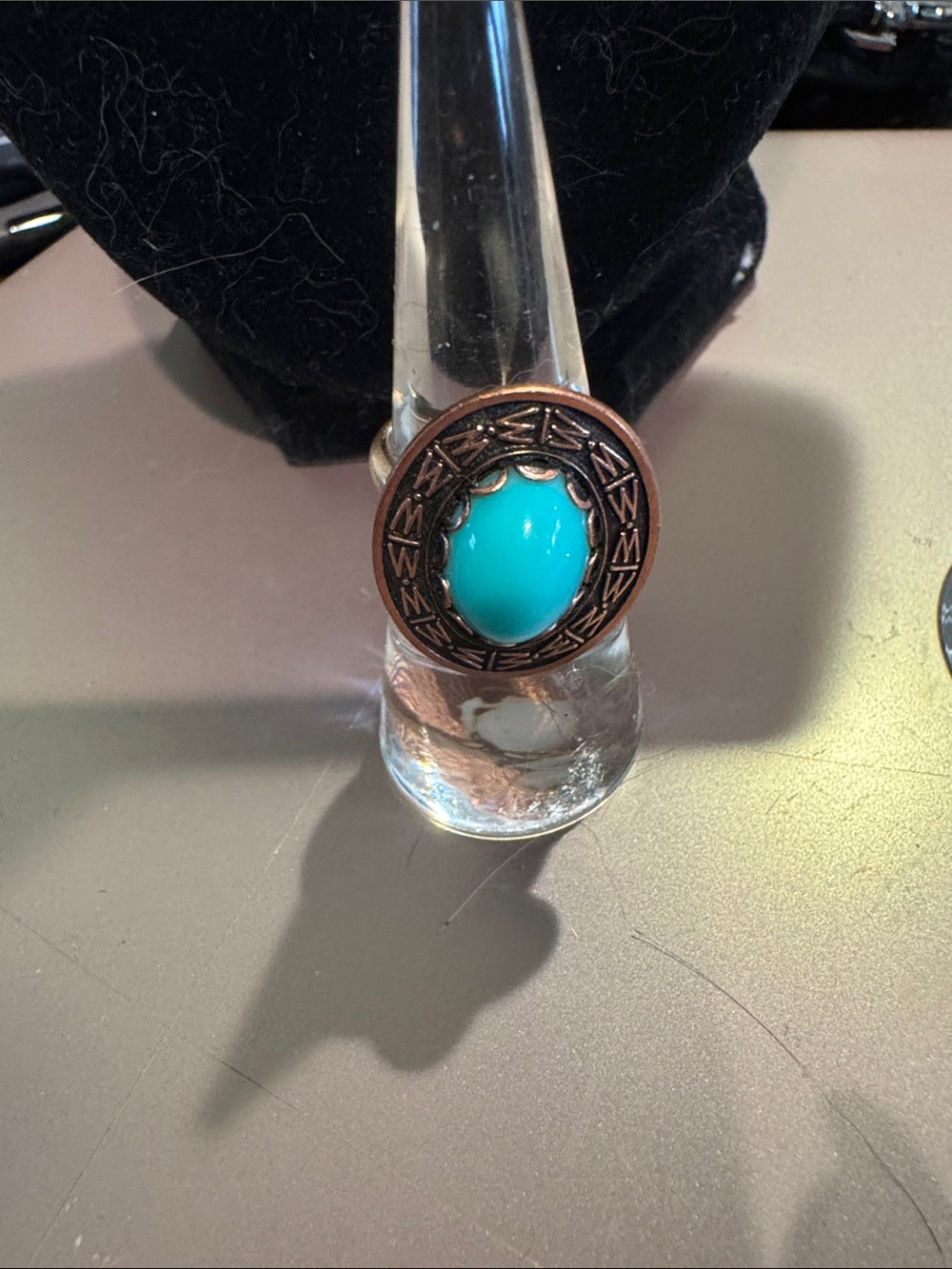 Turquoise Stone Copper Ring - Women Jewelry